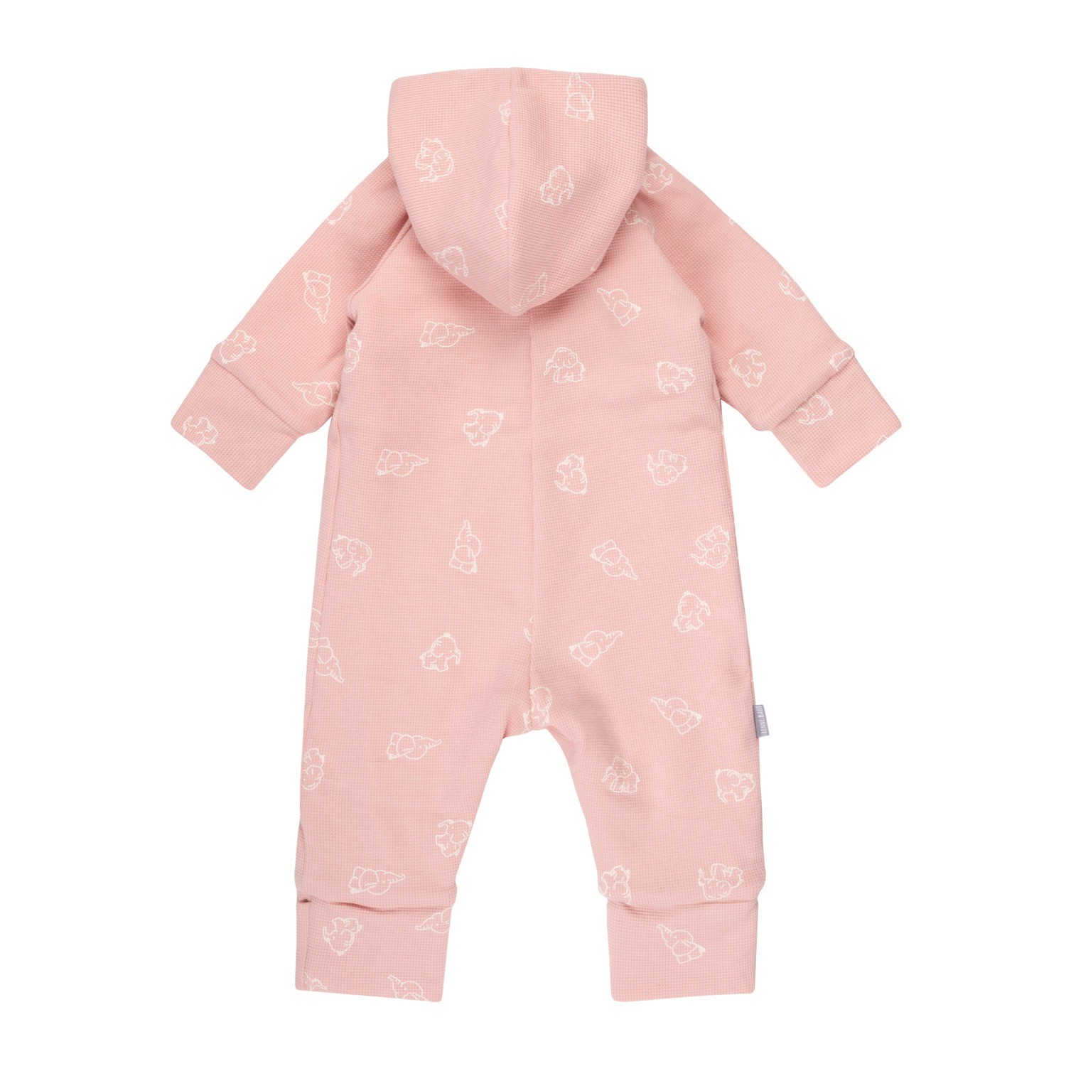Cotton-fleece baby onesie with a pink hood - Image 3