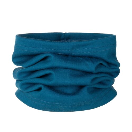 Petrol-blue, single-layer merino wool tube scarf